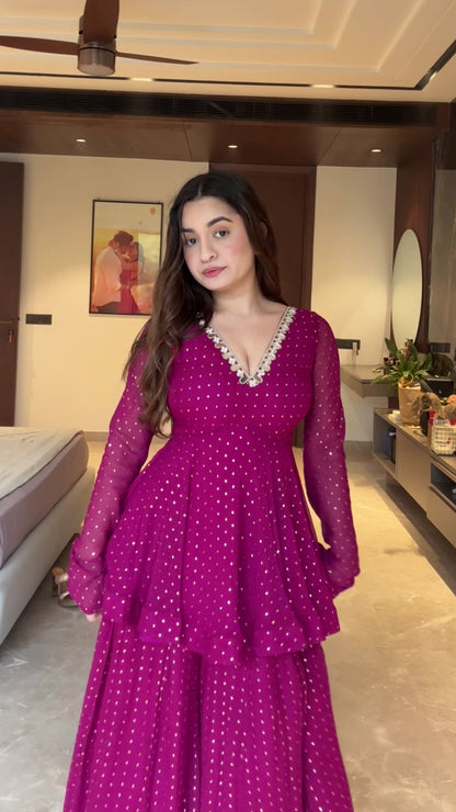 Noor E Gul Violet Peplum Set